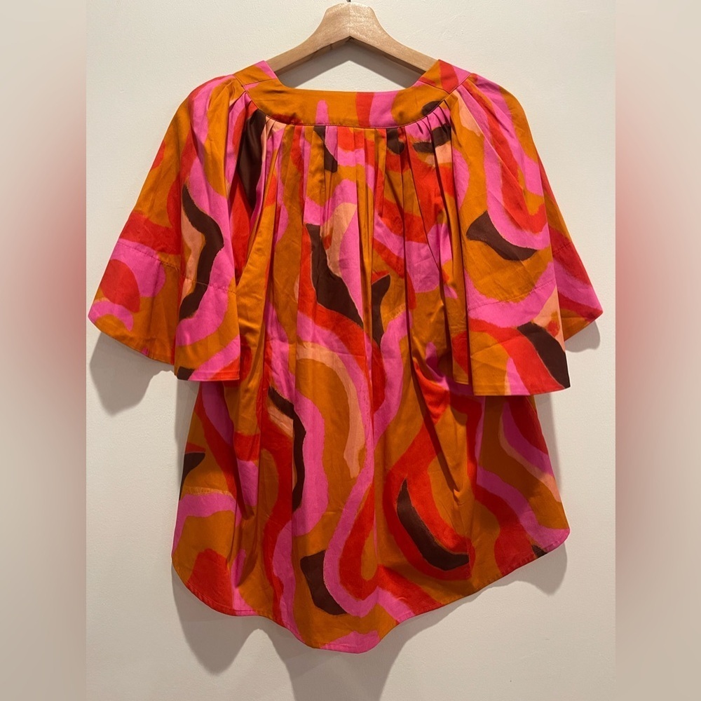 LaRoque Pink Retro Polly Top Blouse Vibrant Red and Pink size small - Picture 5 of 6